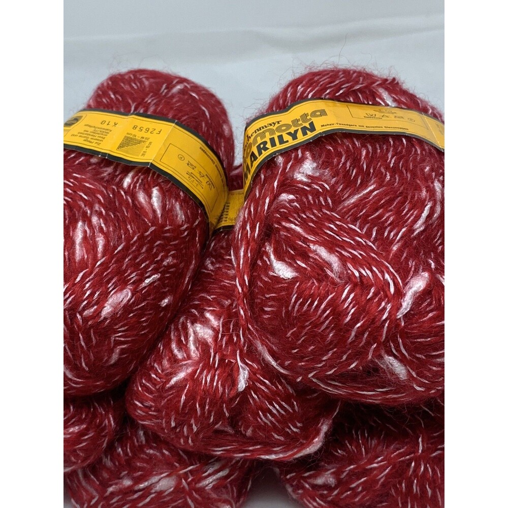 SCHACHENMAYR NOMOTTA MARILYN YARN MOHAIR VISCOSE 8 50g SKEINS RED W/ WHITE - Picture 6 of 12